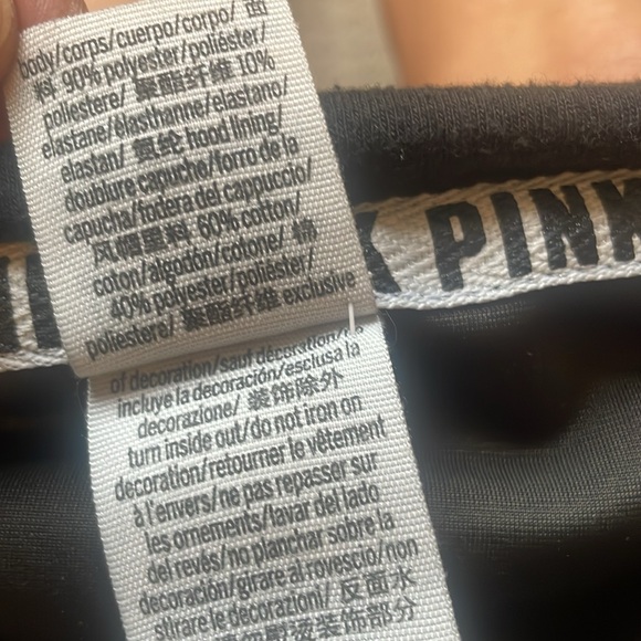 Pink Victoria's Secret Velvet Hoodie - Black , XS (Fits Small - Picture 10 of 15